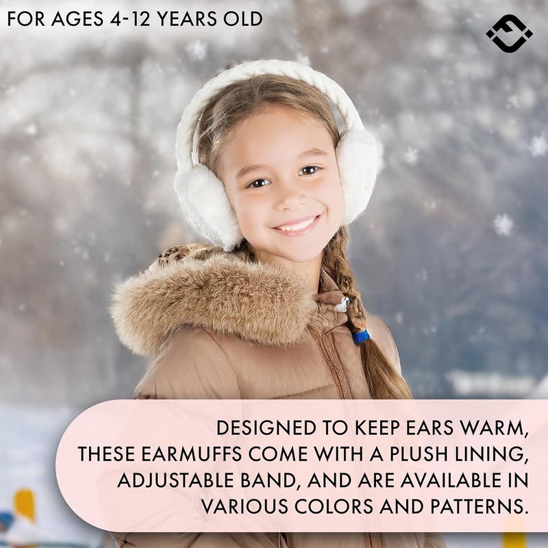 Funky Junque Winter Ear Muffs for Kids Girl Boy Fuzzy Cozy Warm Earmuffs Adjustable Cold Weather Ear Warmer Ages 4-12 - Image 2